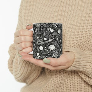 Mushroom Nebula Ceramic Mug 11oz | Mystical Mushroom Lover Gift | Fungi Grower Forager | Gifts for Gardeners & Vegans