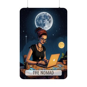 The Nomad (Girl) / Carteles verticales mate nómadas digitales / Múltiples tamaños / Impresión de arte de viaje