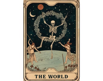 The World Funny Skeleton Tarot Card Matte Vertical Posters | Multiple Sizes | Sarcastic Tarot | Funny Tarot Poster