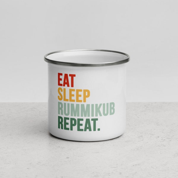 Eat Sleep Rummikub Repeat Enamel Mug