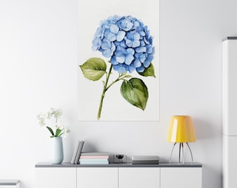 Impressão de hortênsia azul aquarela hortênsia arte sem moldura impressão-colorido hortênsia decoração de arte de parede botânica pintura de arte presente