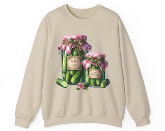 Pickle Sweatshirt Peace Love & Pickles - Funny Pickle Lover Sweater Pickles Sweatshirt Foodie Cadeau voor haar Moederdag