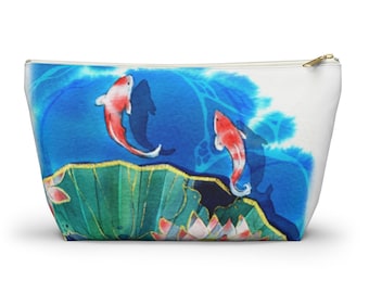 Chinese Watercolor Goldfish, Fans and Flowers Mahjong Tile Bag | Mahjong Bags For Tiles | Mah Jongg Bag | Bag For Mahj
