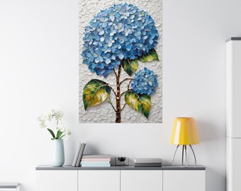 Impressão de hortênsia azul aquarela hortênsia arte sem moldura impressão-colorido hortênsia decoração de arte de parede botânica pintura de arte presente