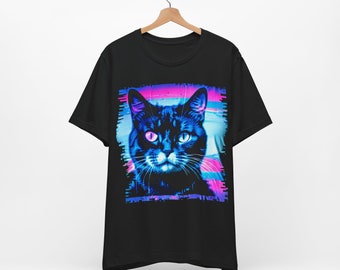 Camiseta psicodélica Weirdcore Cat - Trippy Vaporwave Alt Ropa, Rave Gear, Ropa Grunge, Harajuku Punk