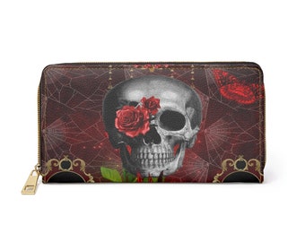 Skull Watercolor Clutch Purse Passport Zipper Wallet Handbag Skull Watercolor Clutch Purse Passport Zipper Wallet Handbag