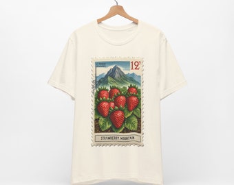 Chemise fraise Strawberry Mountain - Chemise cottagecore Chemise jardinage Chemise botanique Imprimé fraise Cadeau pour femme