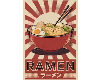 Retro Ramen Japan Japanese Food Noodles Premium Matte Vertical Posters