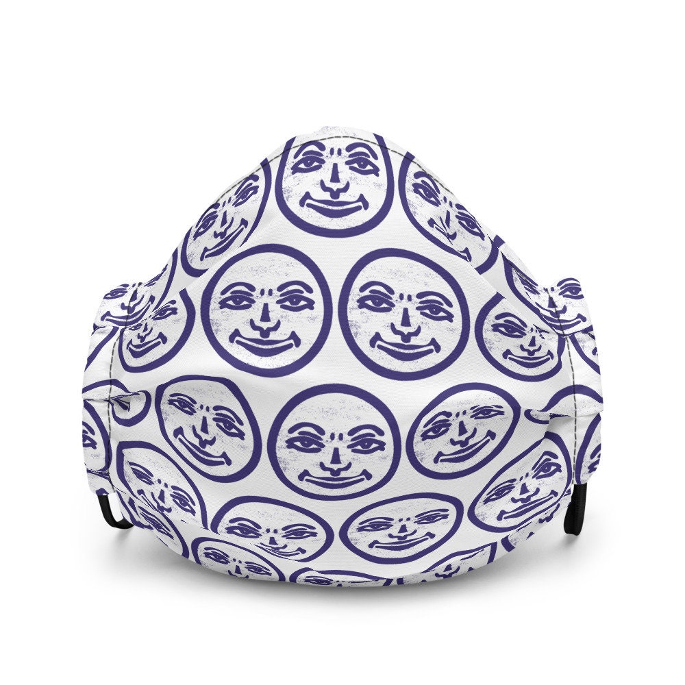 Vintage Rummikub Joker Pattern Blue and White Face Mask Etsy