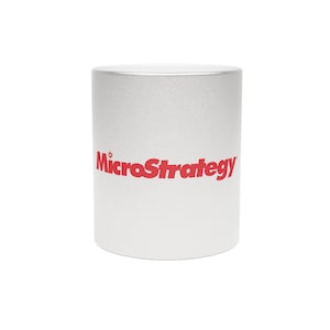 May include: A white ceramic mug with a red MicroStrategy logo.