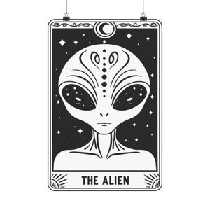 The Alien Funny Skeleton Tarot Card Matte Vertical Posters | Multiple Sizes | Sarcastic Tarot | Funny Tarot Poster Gift