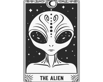 The Alien Funny Skeleton Tarot Card Mate Carteles verticales / Múltiples tamaños / Tarot sarcástico / Regalo de cartel de tarot divertido