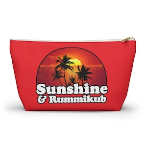 Sunshine & Rummikub (Red) Rummikub Tile Bag | Storage Bag for Rummikub Tiles and Trays (up to 12 inches) | Rummikub Travel Bag