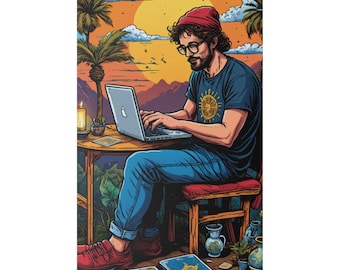 Digital Nomad Canvas för författare | Perfekt konstverk för coworking- och coliving-utrymmen | Premium matt canvas, sträckt, 1,8 cm | Flera storlekar
