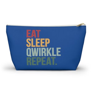 Eat Sleep Qwirkle Repeat (Blue) | Qwirkle Storage Bag | Qwirkle Bag For Tiles | Qwirkle Travel Pouch