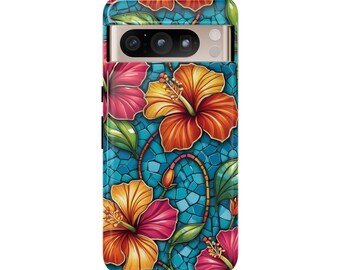 Hibiscus Phone Case Protective Cover for Google Pixels - Cute Preppy Beach Girly Summer Tropical Floral Flower Hawaiian Gift For Her