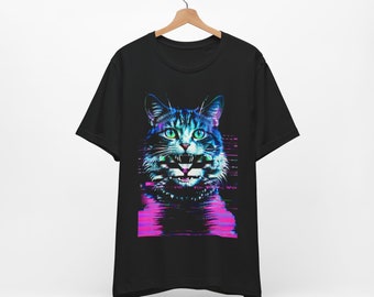 Camiseta psicodélica Weirdcore Cat - Trippy Vaporwave Alt Ropa, Rave Gear, Ropa Grunge, Harajuku Punk