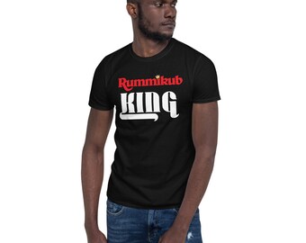 Rummikub King (With Crown and Vintage Royal Black Font) Short-Sleeve Unisex T-Shirt