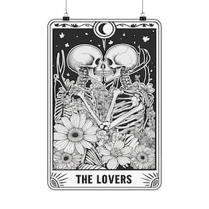 The Lovers Funny Skeleton Tarot Card Matte Vertical Posters | Multiple Sizes | Sarcastic Tarot | Funny Tarot Poster