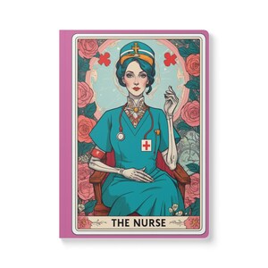 El diario de tapa blanda de la carta del tarot de la enfermera / Tarot sarcástico rosa / Tarot divertido