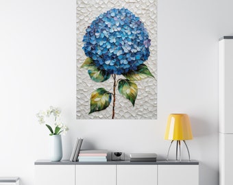 Impressão de hortênsia azul aquarela hortênsia arte sem moldura impressão-colorido hortênsia decoração de arte de parede botânica pintura de arte presente