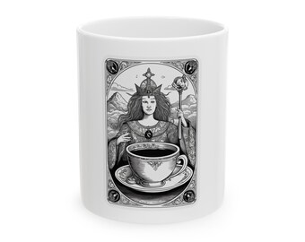 Mystische Kaffee-Tarot-Karte Keramiktasse (11 Unze, 15 Unze) | Tarot-Karte und Kaffee-Liebhaber | Lustige Tarot-Becher | Tarot-Kaffeekunst