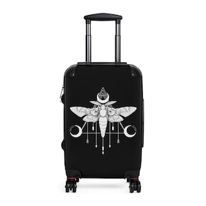 Goth Moth Moon Occult Crescent Dark Art Metal Gothic Pagan Suitcases