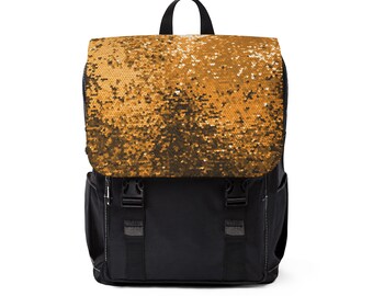 Mochila casual unisex dorada (impresa) / Mochila de lentejuelas con brillo de lujo Glitz / Mochila con escamas de lentejuelas de discoteca de moda brillante