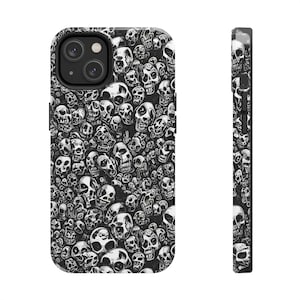 Cráneos eléctricos / Fundas de teléfono resistentes de calavera gótica psicodélica / Funda de teléfono de calavera / Goth Emo Metal Punk Occult