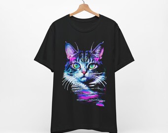 Camiseta psicodélica Weirdcore Cat - Trippy Vaporwave Alt Ropa, Rave Gear, Ropa Grunge, Harajuku Punk