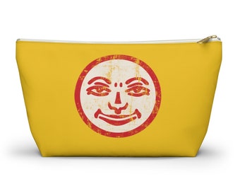 Yellow Retro Rummikub Joker Face Grunge Effect Tile Bag | Storage Bag for Rummikub Tiles and Trays (up to 12 inches) | Rummikub Travel Bag