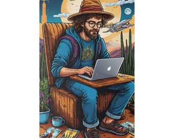 Wizard Digital Nomad Canvas | Perfekt konstverk för coworking- och coliving-utrymmen | Premium matt canvas, sträckt, 1,8 cm | Flera storlekar