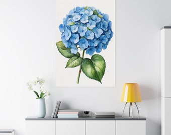 Impressão de hortênsia azul aquarela hortênsia arte sem moldura impressão-colorido hortênsia decoração de arte de parede botânica pintura de arte presente