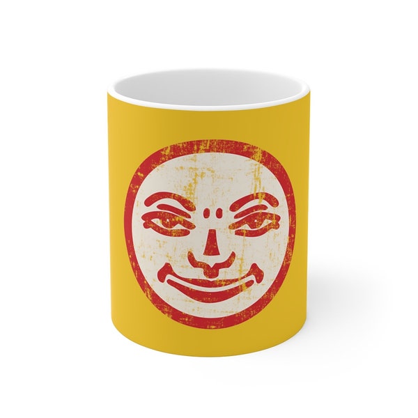 Retro Rummikub Joker Face Grunge 11oz Yellow Mug