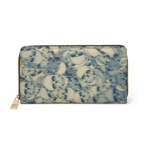 Cartera con cremallera de calaveras vintage / Cartera gótica / Monedero punk / Carteras de brujas / Cartera de mujer / Ideas de regalo