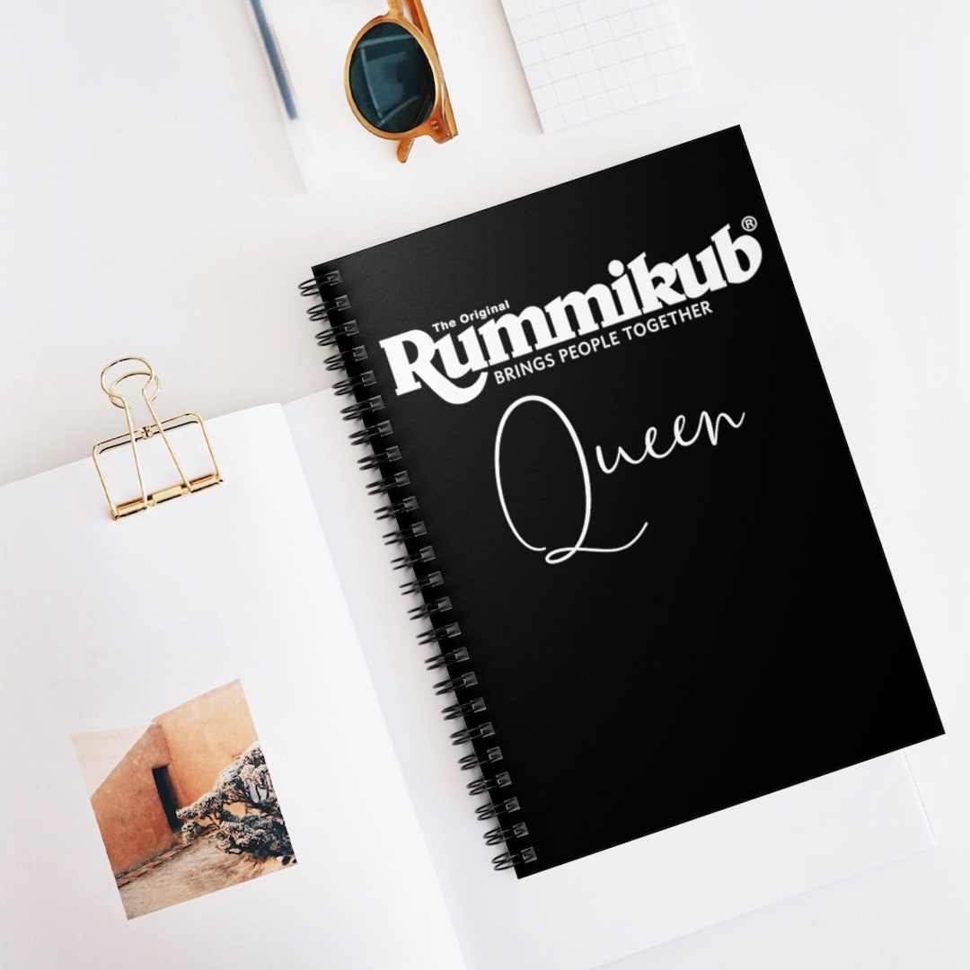 Black Rummikub Queen script Spiral Notebook ruled Line Etsy