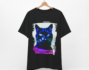 Camiseta psicodélica Weirdcore Cat - Trippy Vaporwave Alt Ropa, Rave Gear, Ropa Grunge, Harajuku Punk