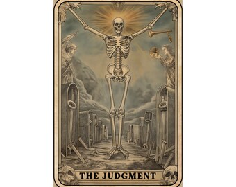 El Juicio Divertido Esqueleto Tarot Carta Mate Carteles Verticales / Múltiples Tamaños / Tarot Sarcástico / Cartel de Tarot Divertido