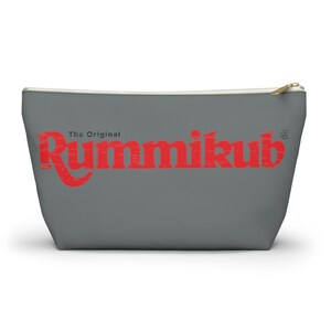 Grey Retro Rummikub Logo Distressed Tile Bag  | Storage Bag for Rummikub Tiles and Trays (up to 12 inches) | Rummikub Travel Bag