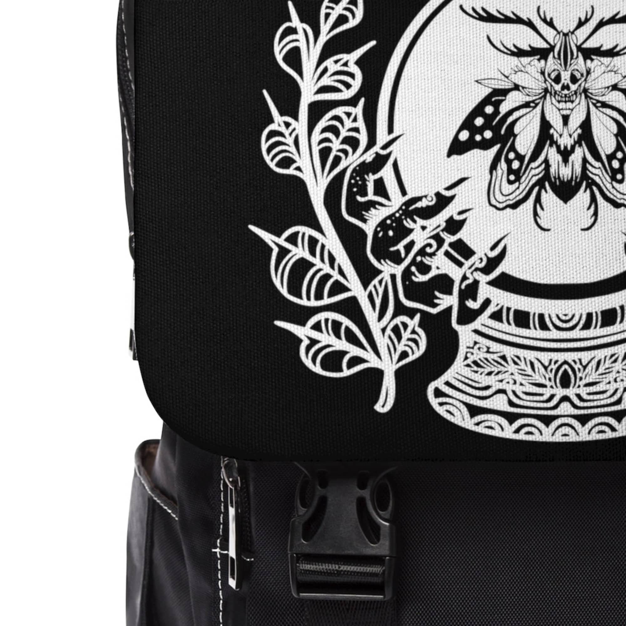 Lunar Death Moth Goth Crystal Ball Occult Butterfly Wiccan Wicca Witchy Gothic Unisex Casual Shoulder Backpack