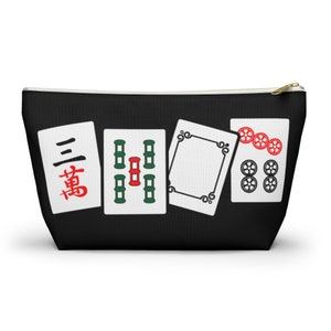 Four Mahjong Tiles (Black) Mahjong Tile Bag | Mahjong Bags For Tiles | Mah Jongg Bag | Bag For Mahjong Tiles | Mahjong