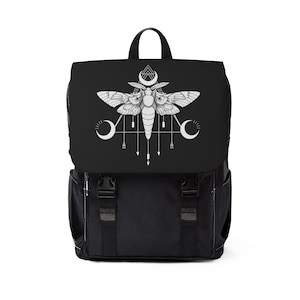 Goth Moth Moon Occult Crescent Dark Art Metal Gothic Pagan Unisex Casual Shoulder Backpack