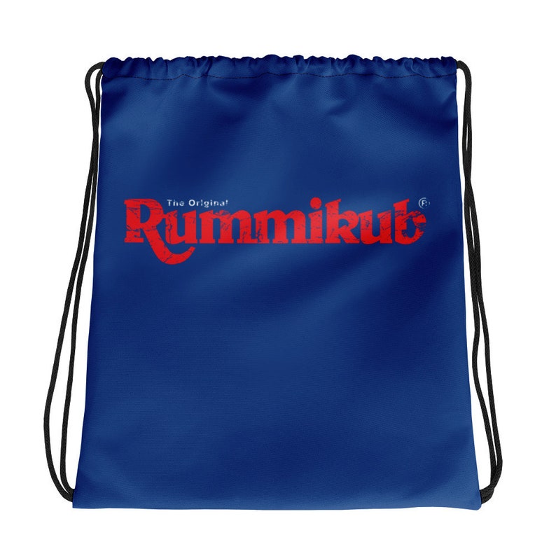 Retro Rummikub Drawstring Bag dark Blue Storage Bag for Rummikub Tiles