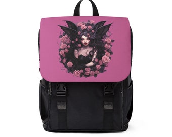 Floral rosa pastel goth hada princesa PINK mochila casual unisex, mochila oculta, bolsa gótica, mochila gótica, hadas góticas