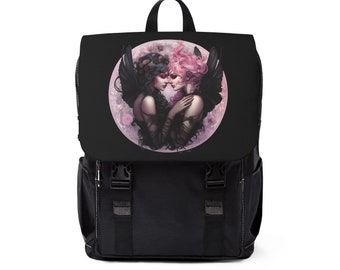 Moon Twins Pink Pastel Goth Fairy Unisex Mochila Casual, Mochila Oculta, Bolsa Gótica, Mochila Gótica, Hadas Góticas