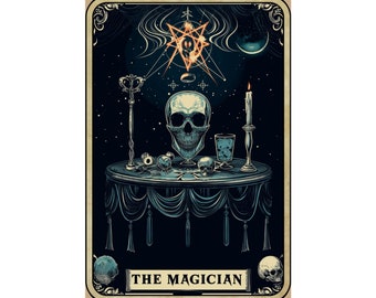 Der Magier Skeleton Tarot-Karte Matte Vertikale Poster | Mehrere Größen | Sarkastisches Tarot | Witziges Tarot Poster