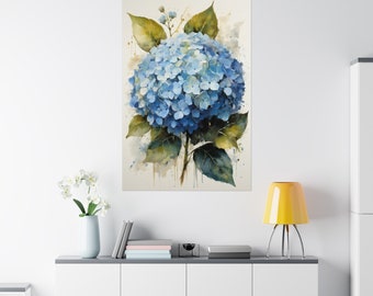 Hydrangea Print Blue Watercolor Hydrangea Art Unframed Print - Colorful Hydrangea Wall Art Decor Botanical Wall Art Painting Gift