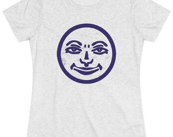 Vintage Blue Rummikub Joker Face Camiseta Triblend Femenina