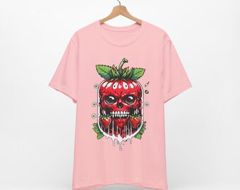 Strawberry Shirt Kawaii Skull Strawberry - Cottagecore Shirt Gardening Shirt Botanical Shirt Strawberry Print Gift for Women