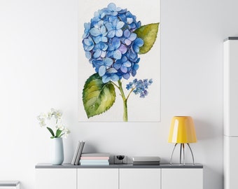 Hydrangea Print Blue Watercolor Hydrangea Art Unframed Print - Colorful Hydrangea Wall Art Decor Botanical Wall Art Painting Gift